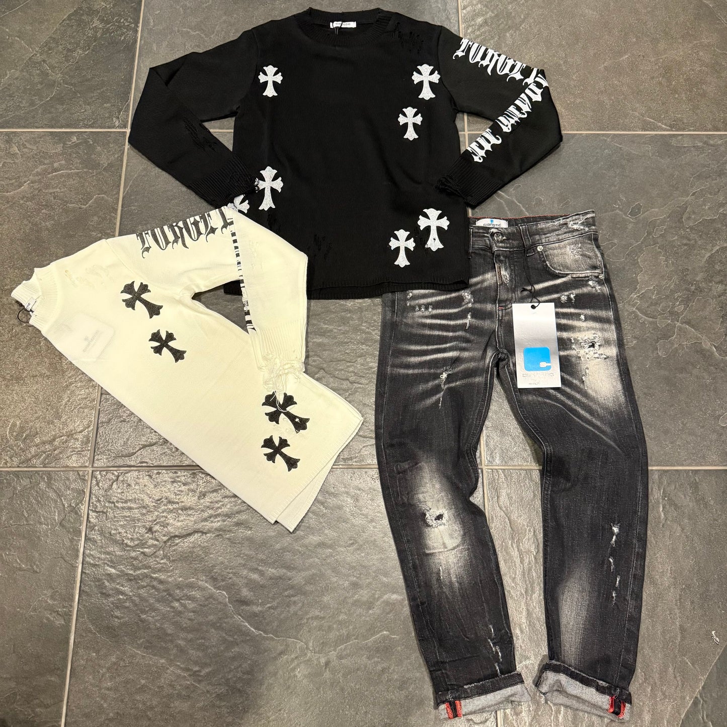 CB ML/CROSS MAGLIA IN FILO NERA BIMBO - maglieria bimbo - CIANOTIC