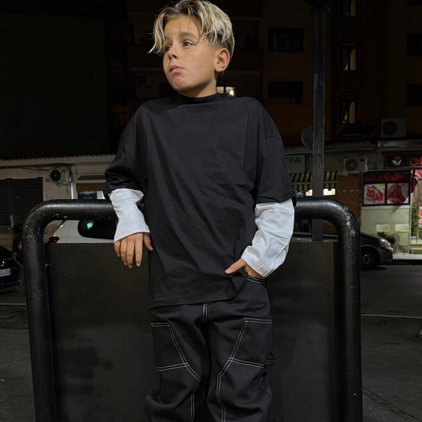 SF45 T-SHIRT MANICA LUNGA NERA - T-shirt bimbo - just man