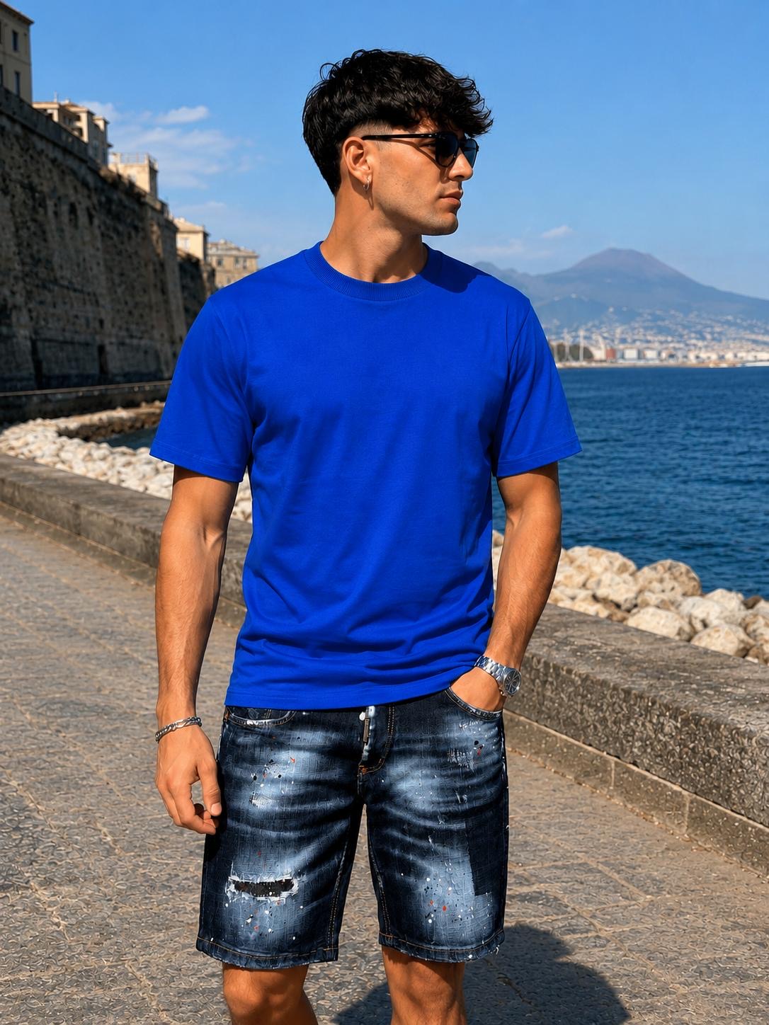 T/COLLO ALTO REGULAR ROYAL - T-shirt uomo - CIANOTIC