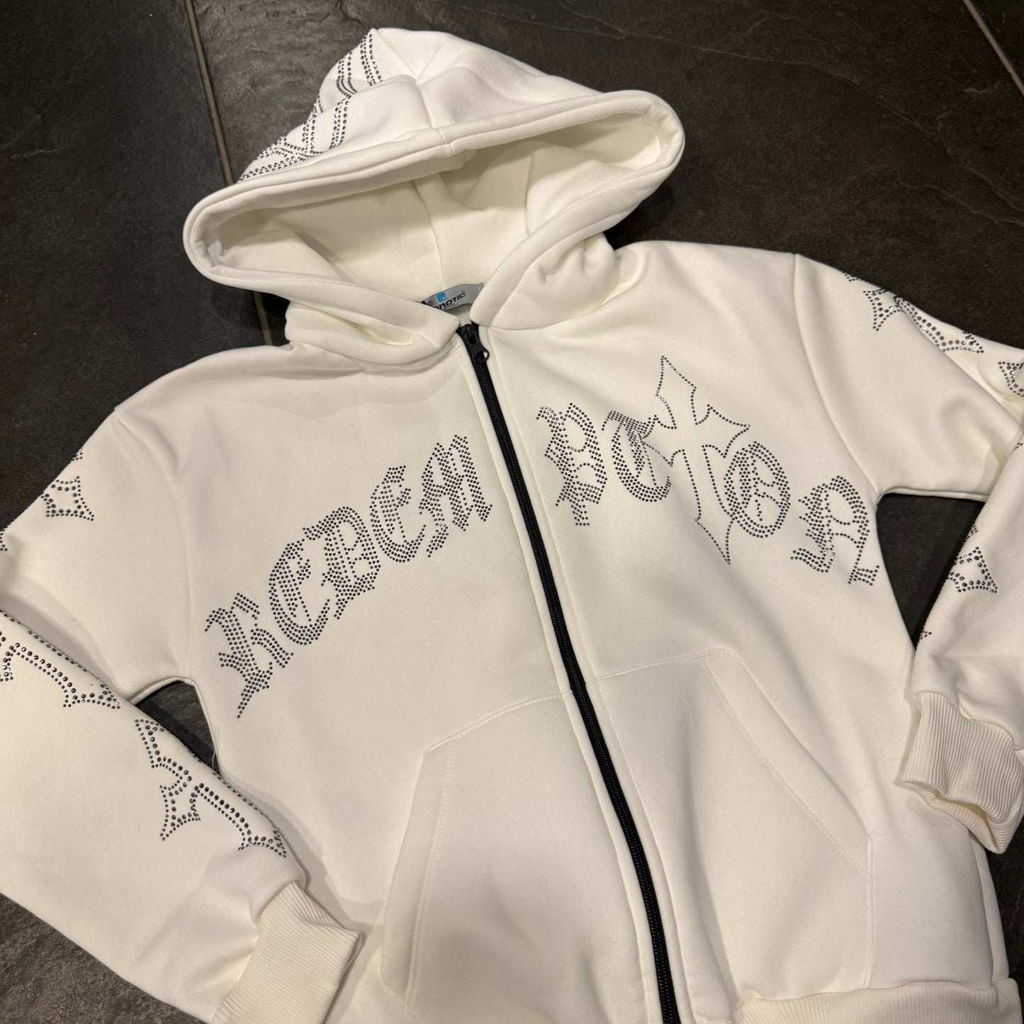 CBHOODIE ZIPPED DIAMOND BIANCO - felpa bimbo - CIANOTIC