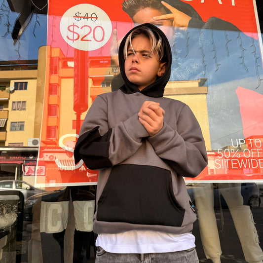 CB F/CL CONTRAST PIOMBO/NERA - felpa bimbo - CIANOTIC