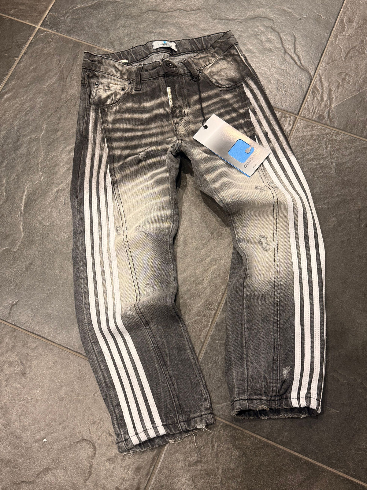 CB BAGGY 554 STRIPES BLACK - JEANS BIMBO - CIANOTIC