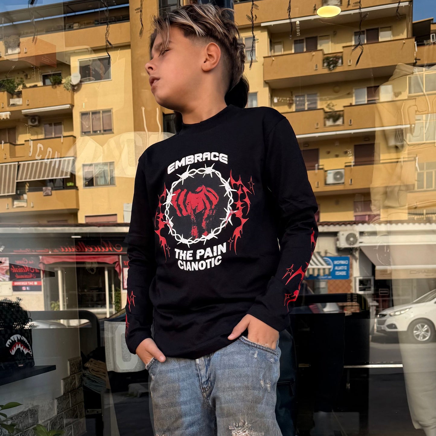 CB LONG SLEEVES/EMBRACE T-SHIRT NERA - T-shirt bimbo - CIANOTIC