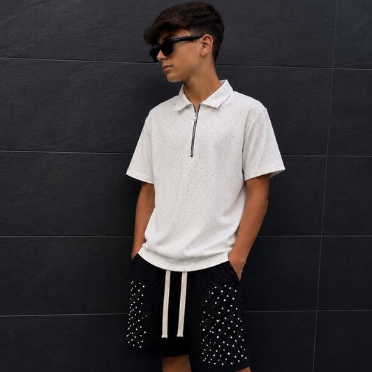 17337 T-SHIRT BRILLANTINATA BIANCA - T-shirt uomo -