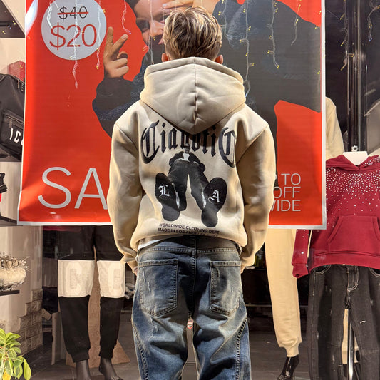 F/ZIP SCARPE BEIGE - felpa bimbo - CIANOTIC