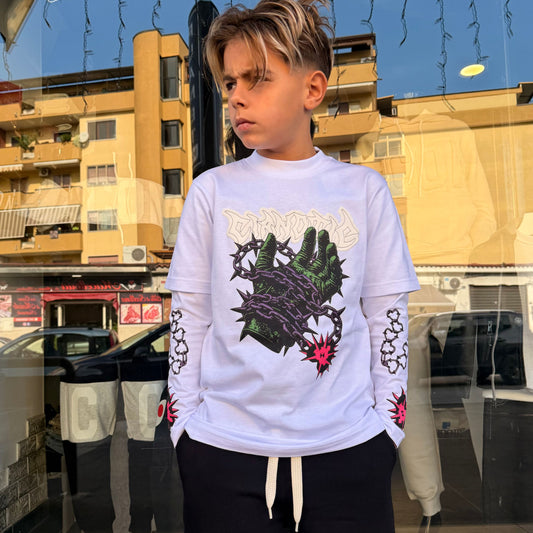 CB LONG SLEEVES GRIP FORCE BIANCA - T-shirt bimbo - CIANOTIC