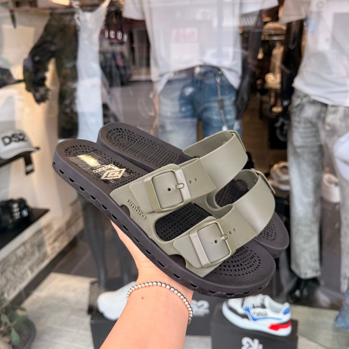 CIABATTE UMBRO VERDE MILITARE/NERO - Ciabatte uomo -