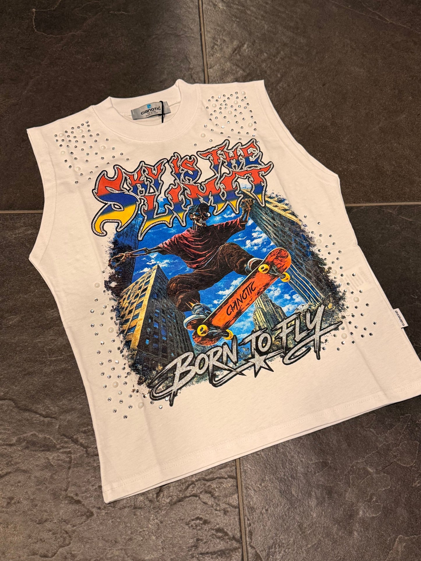 CB SMANICATO SKY BIANCA - T-shirt bimbo - CIANOTIC