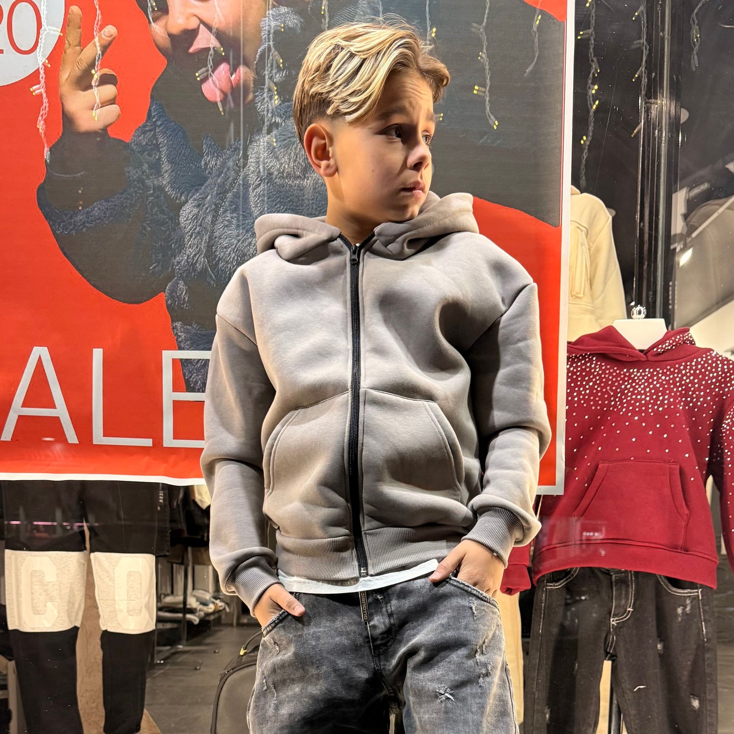 F/ZIP MONEY GRIGIA - felpa bimbo - CIANOTIC