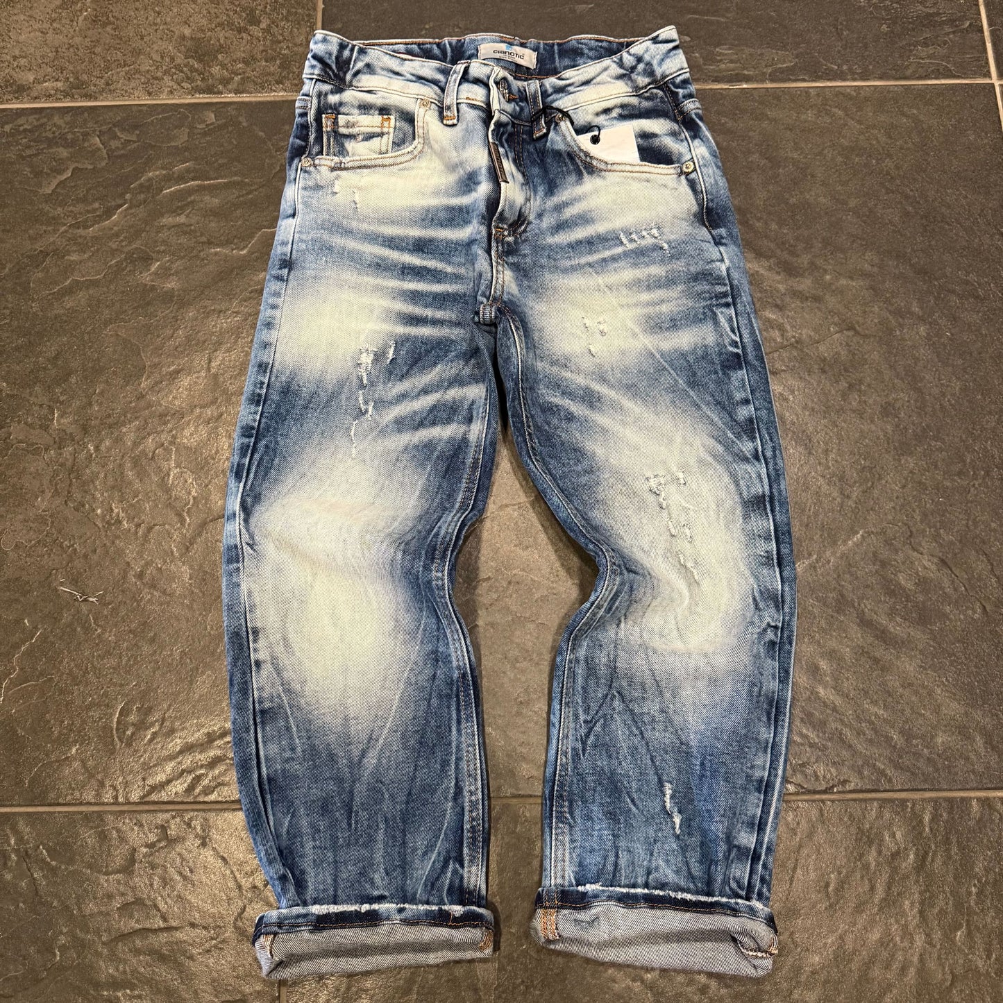 CB BAGGY MARBLE EFFECT BLU JEANS BIMBO - JEANS BIMBO - CIANOTIC