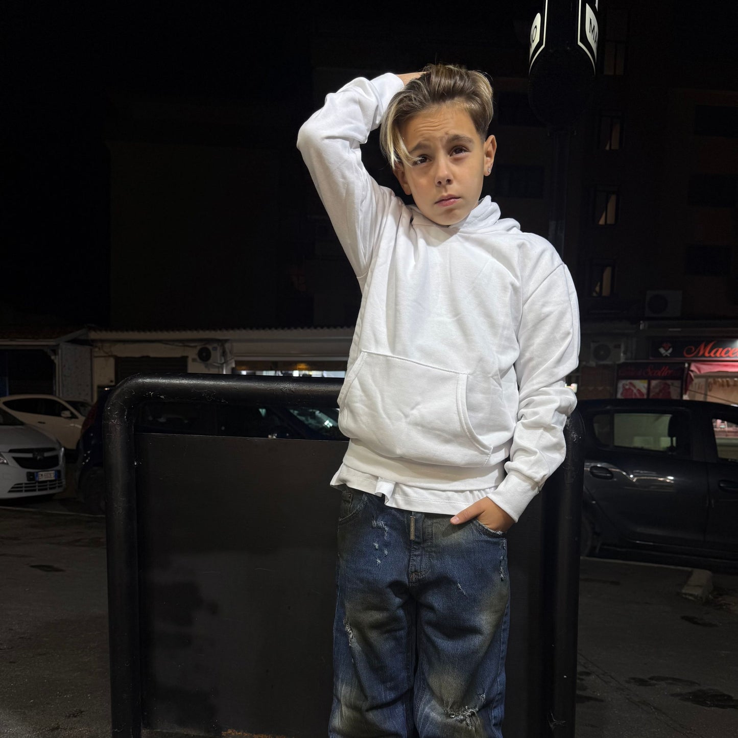 M8021 FELPA BIANCA - felpa bimbo - BASIC 2.0