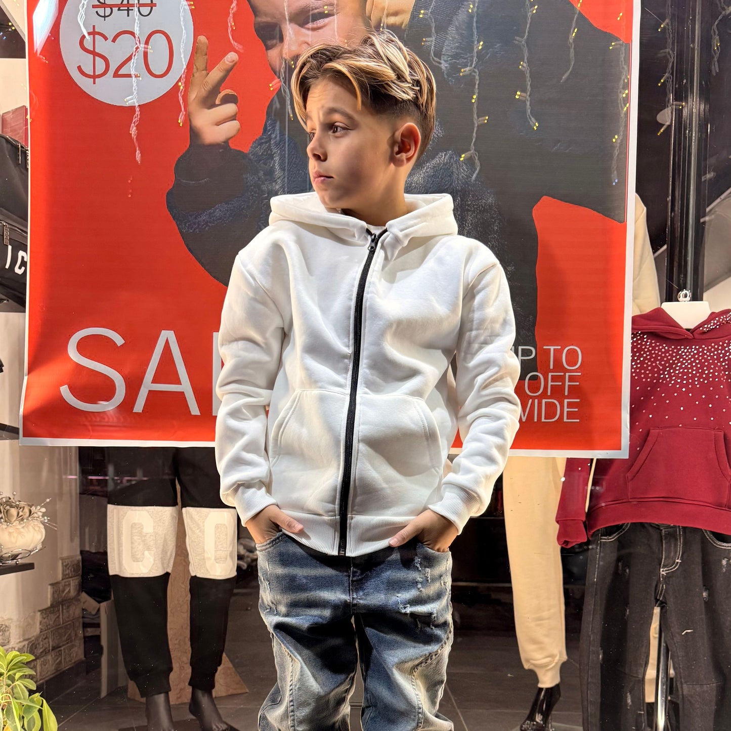 F/ZIP SCARPE BIANCA - felpa bimbo - CIANOTIC