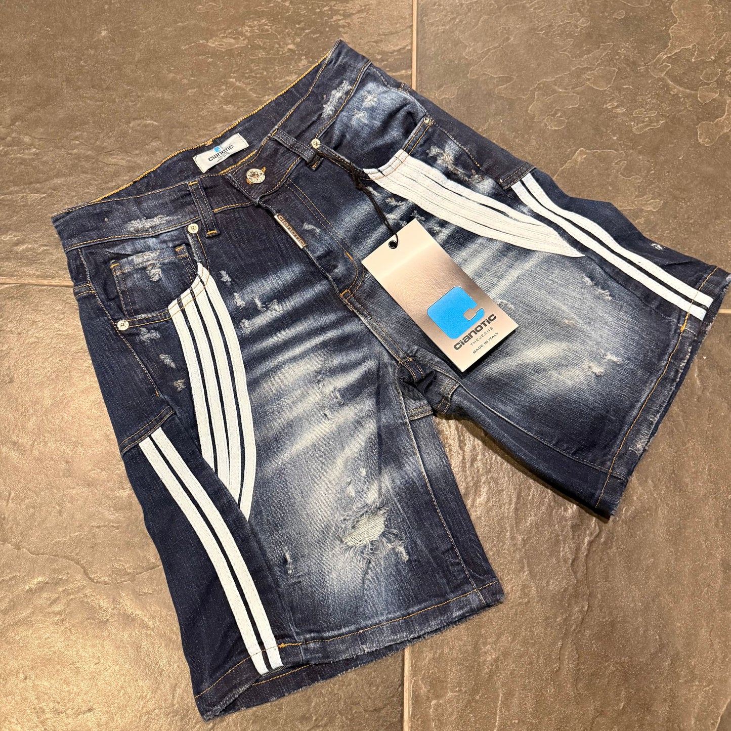CB SHORT STRIPES BLU - bermuda bimbo - CIANOTIC