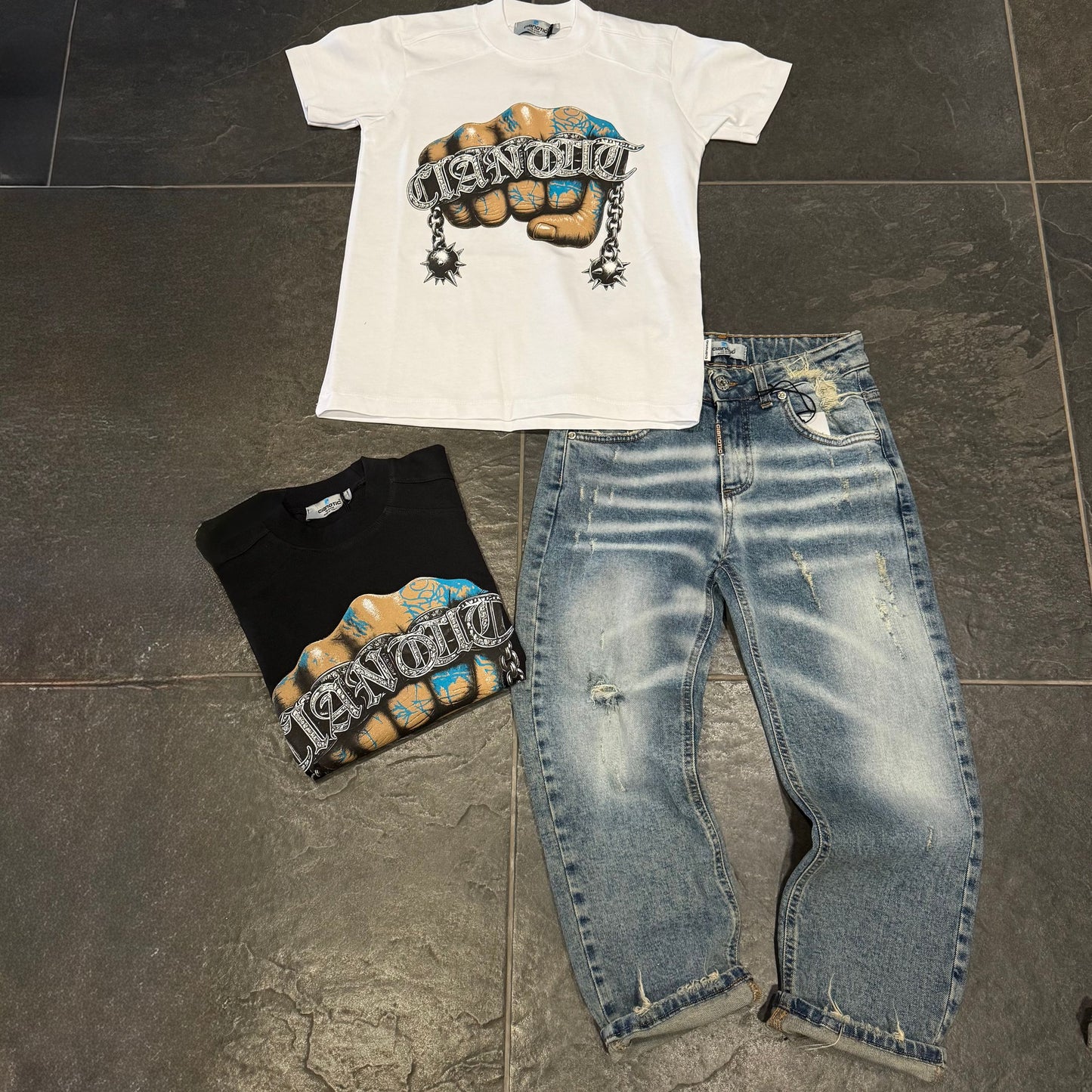CB BAGGY 01 JEANS JUNIOR CIANOTIC SABBIATO - JEANS BIMBO - CIANOTIC