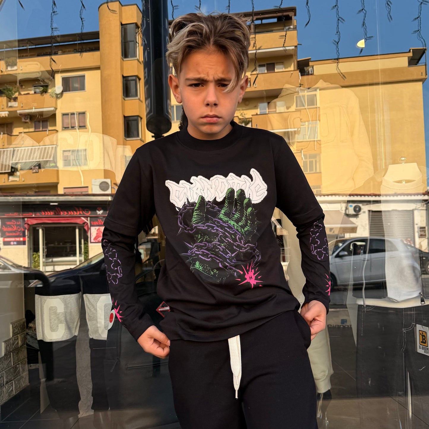 CB LONG SLEEVES GRIP FORCE NERA - T-shirt bimbo - CIANOTIC