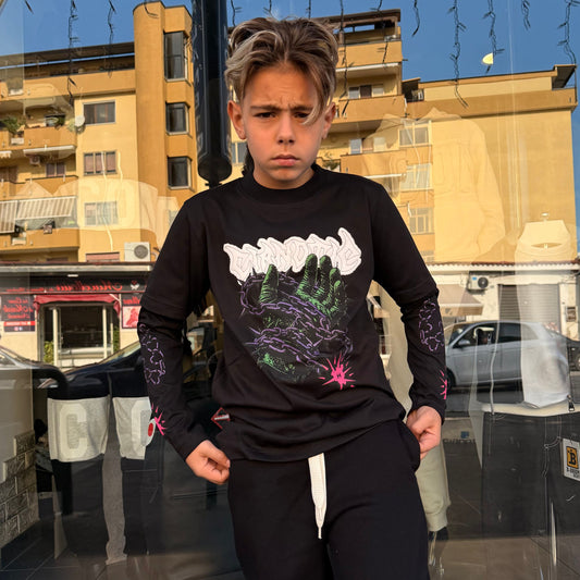 CB LONG SLEEVES GRIP FORCE NERA - T-shirt bimbo - CIANOTIC