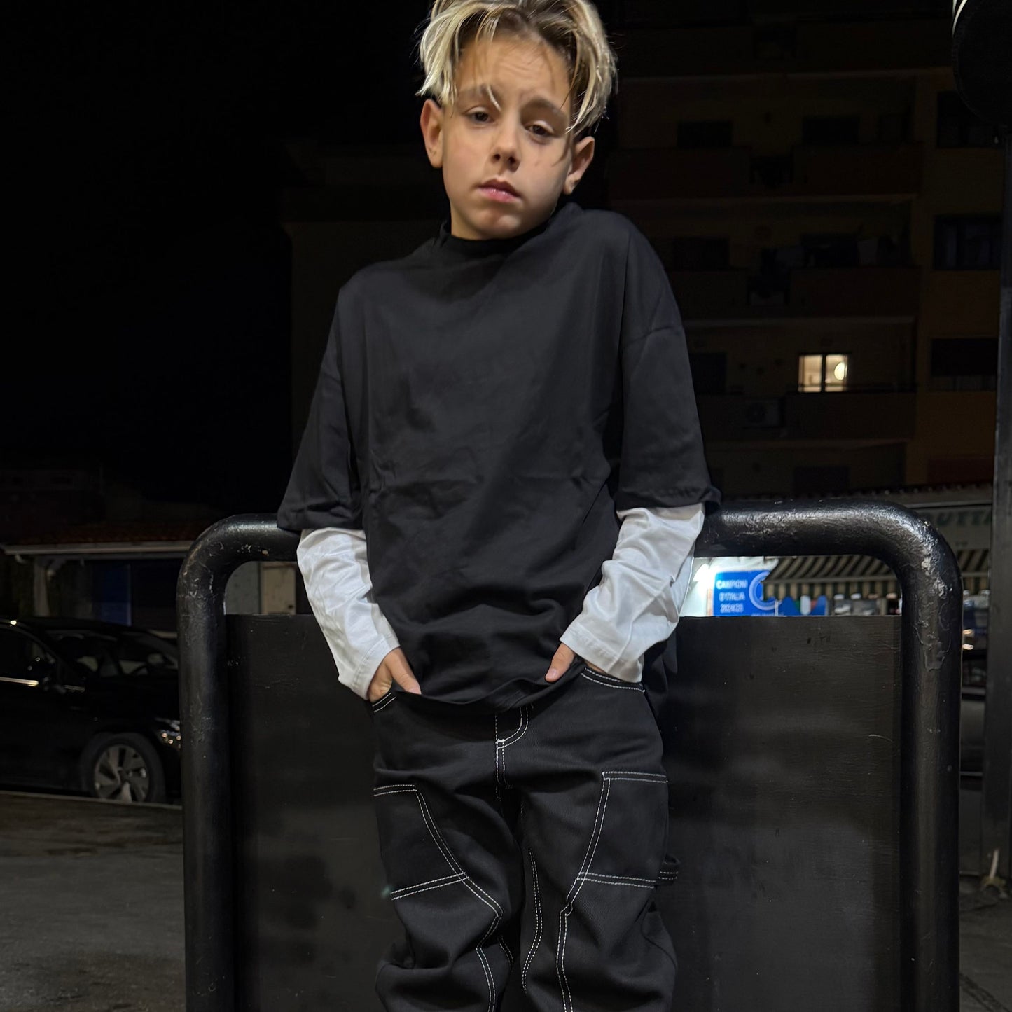 SF45 T-SHIRT MANICA LUNGA NERA - T-shirt bimbo - just man