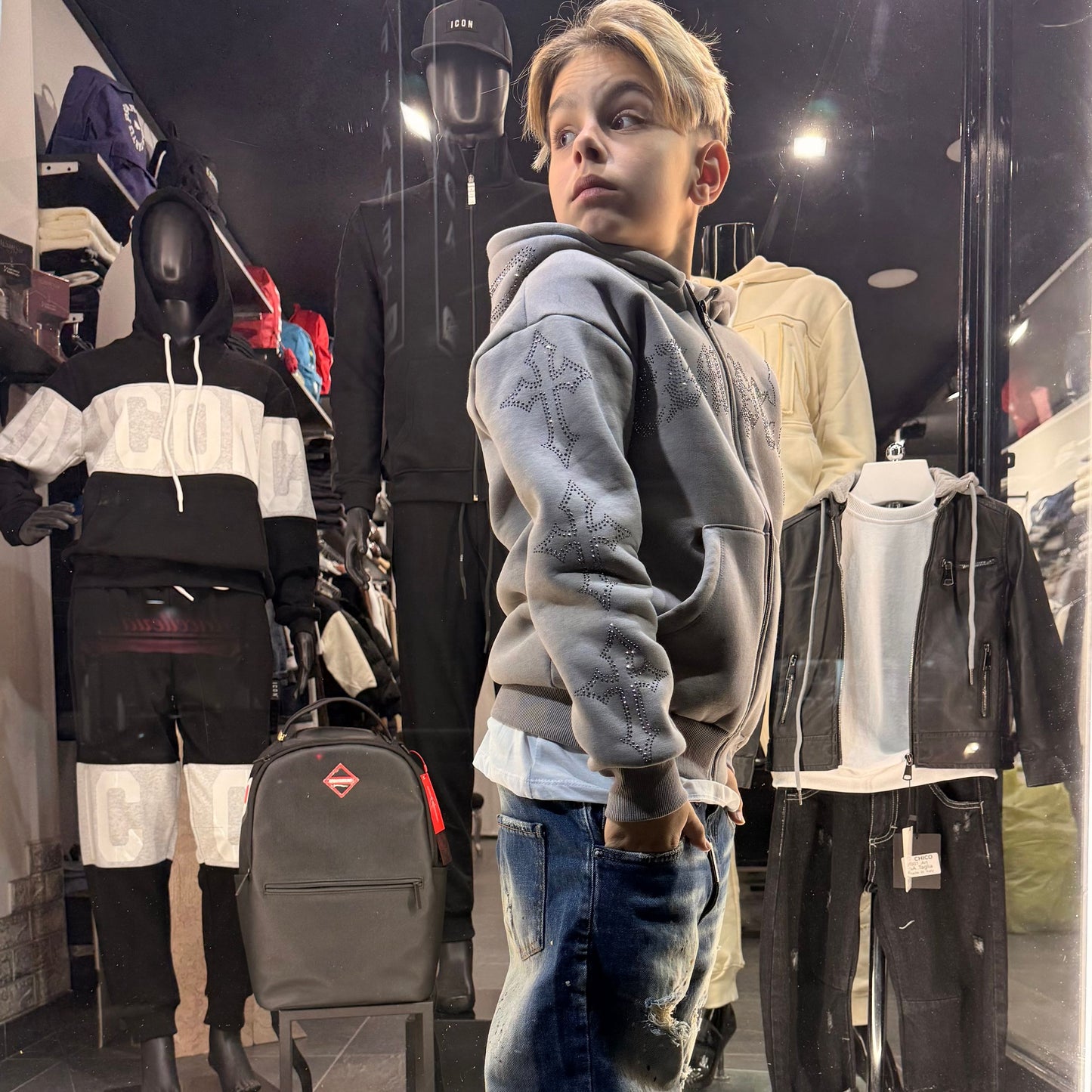 CBHOODIE ZIPPED DIAMOND GRIGIO - felpa bimbo - CIANOTIC