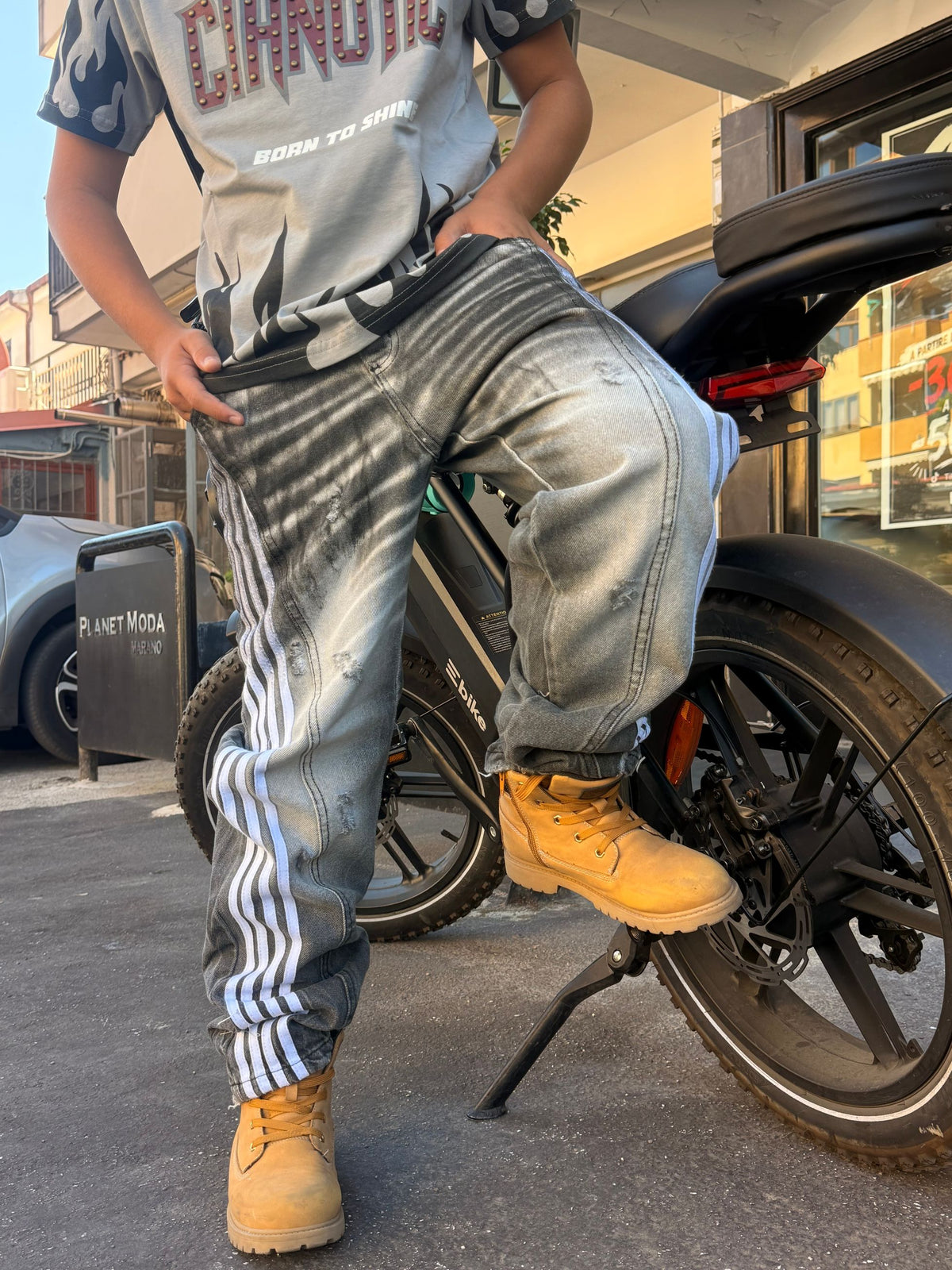 CB BAGGY 554 STRIPES BLACK - JEANS BIMBO - CIANOTIC
