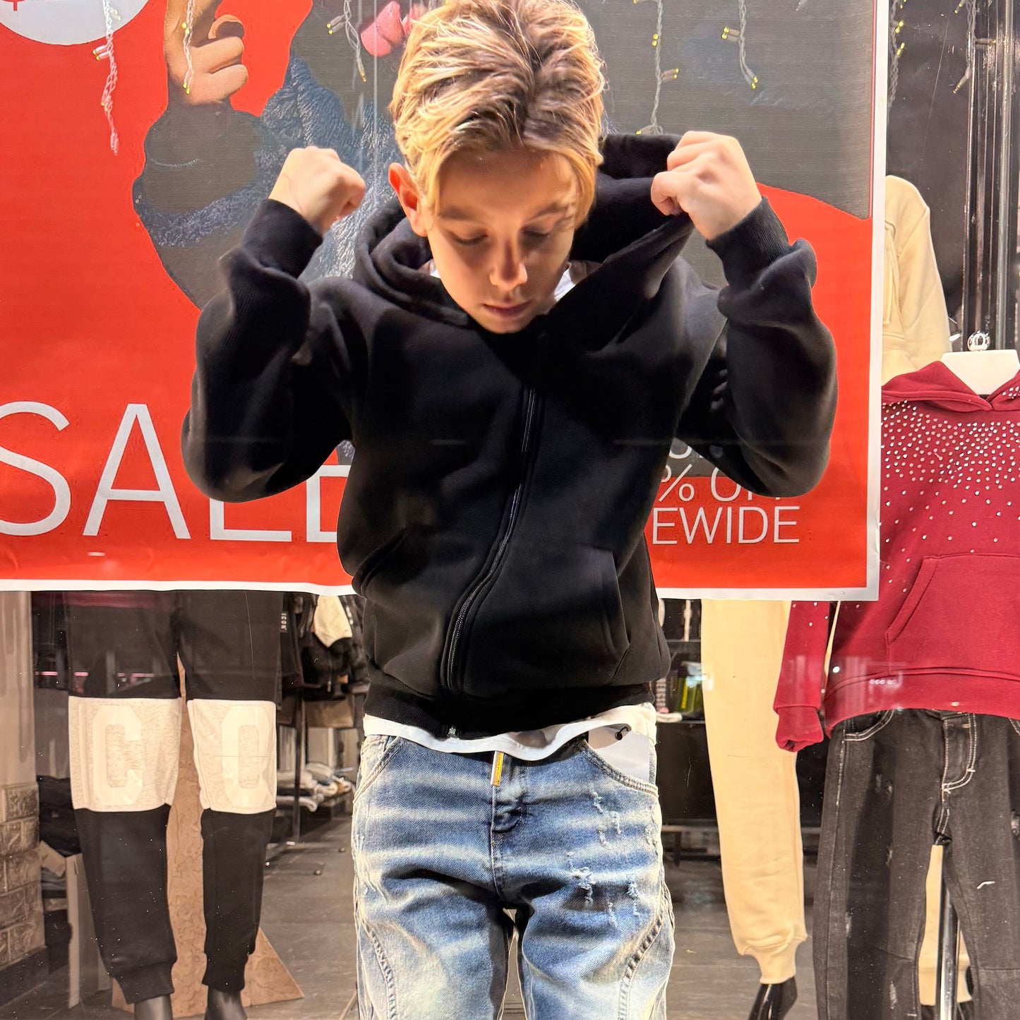 F/ZIP SCARPE NERA - felpa bimbo - CIANOTIC