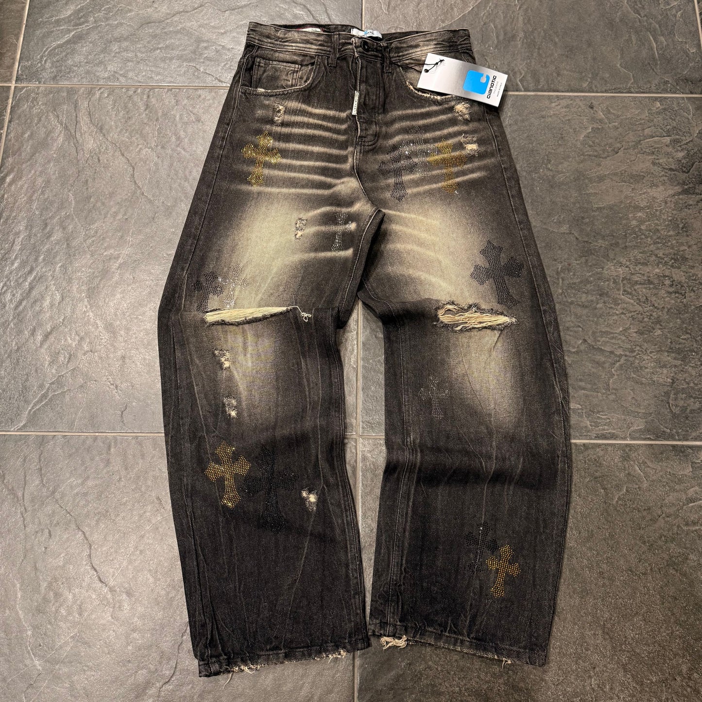 SUPER BAGGY CROME BLACK - Jeans uomo - CIANOTIC