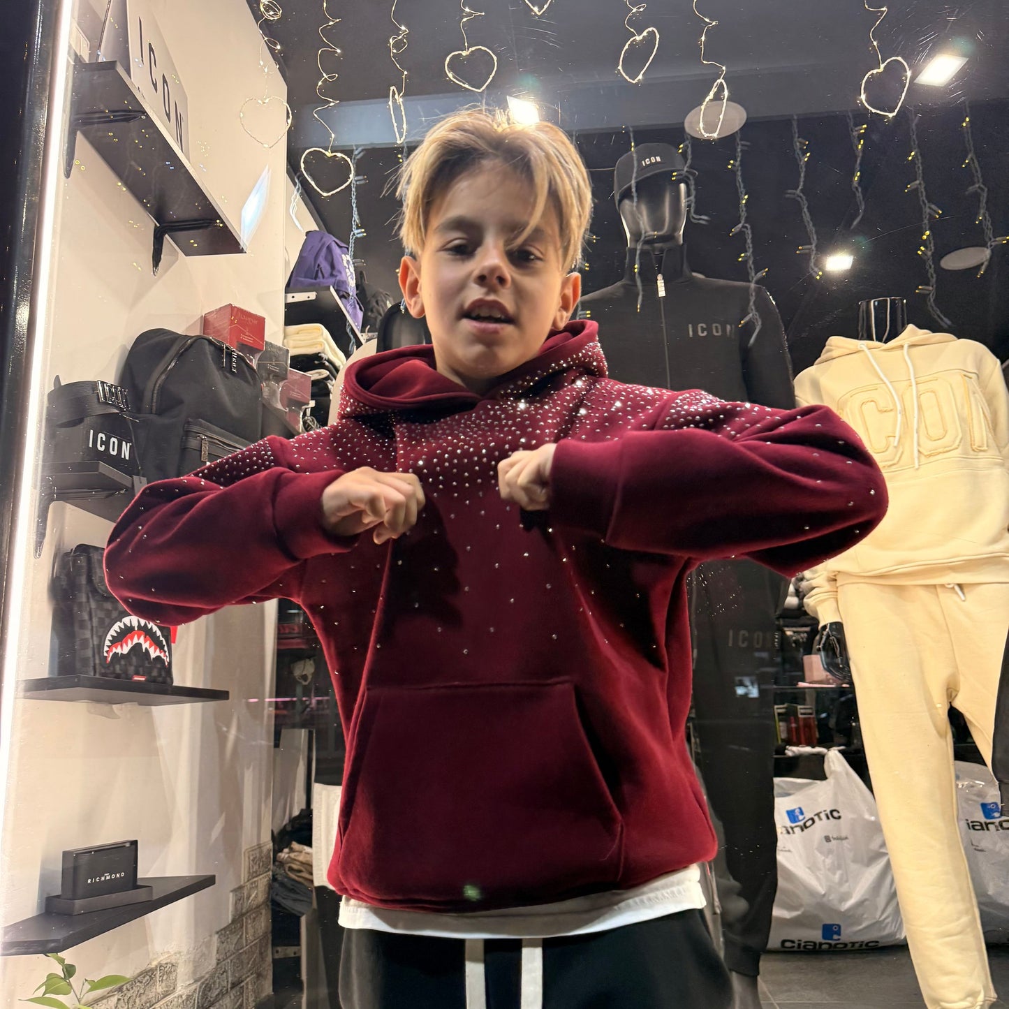 1208 FELPA DIAMOND BIMBO BORDEAUX - felpa bimbo - IO CHICO