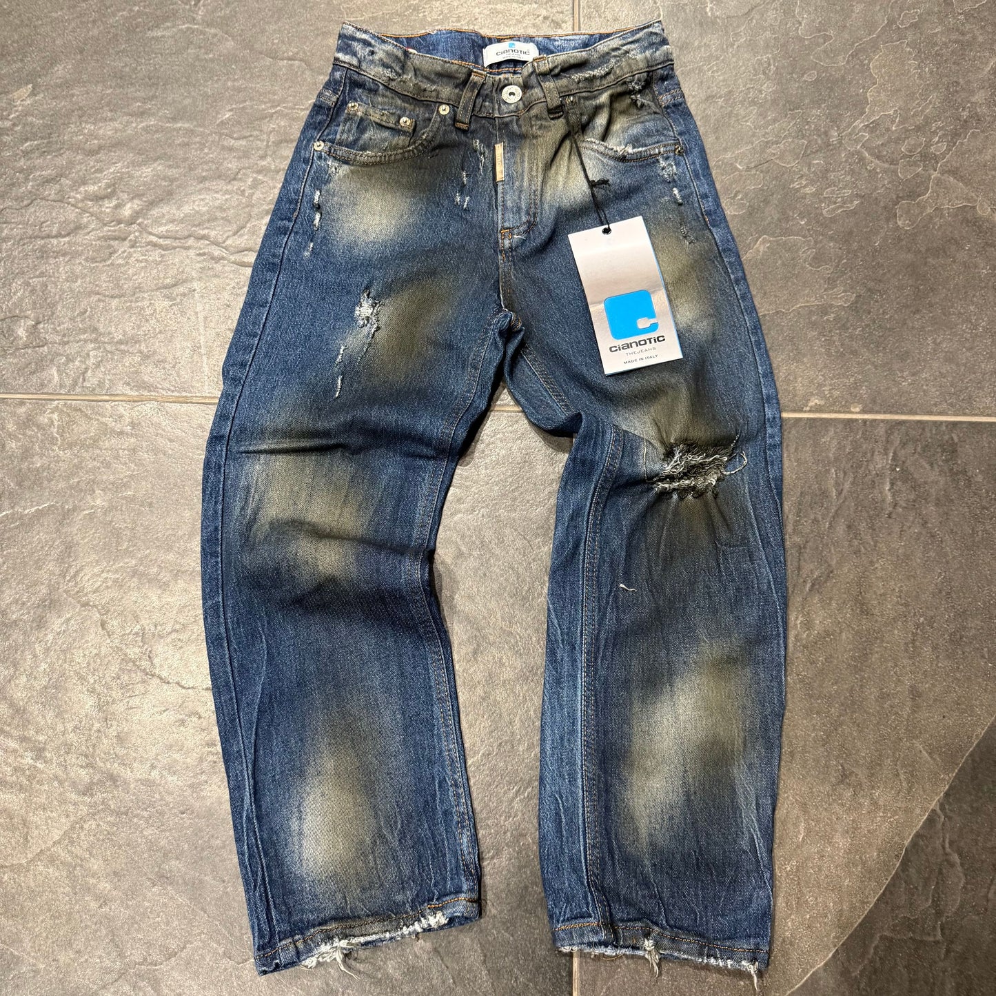 CB BAGGY SPIDER EFFECT BLUE - JEANS BIMBO - CIANOTIC