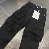 ST-6748 JEANS CARGO NERO - JEANS BIMBO - STREET PORTER