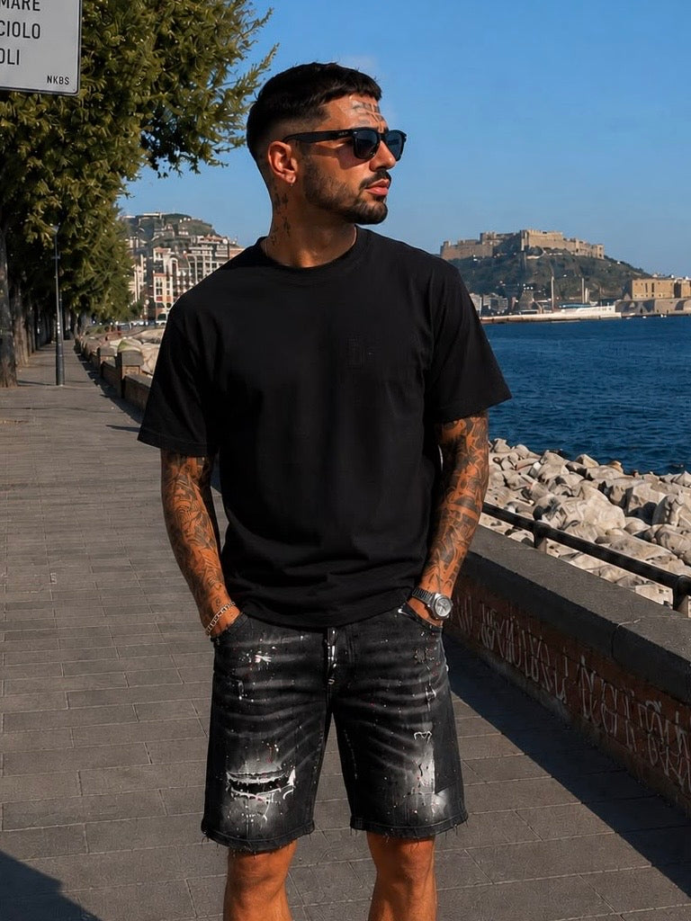 T/COLLO ALTO REGULAR NERA - T-shirt uomo - CIANOTIC