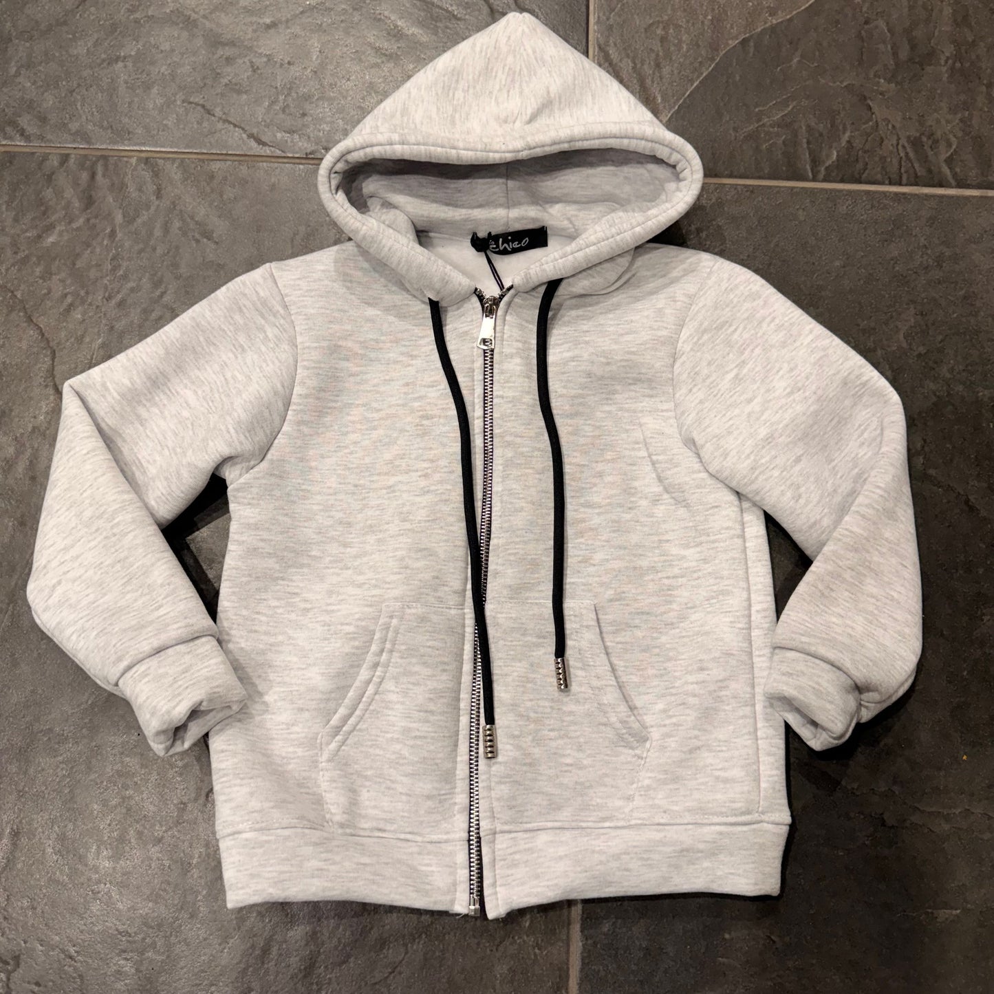 9131 FELPA ZIP BIMBO GRIGIA - felpa bimbo - IO CHICO