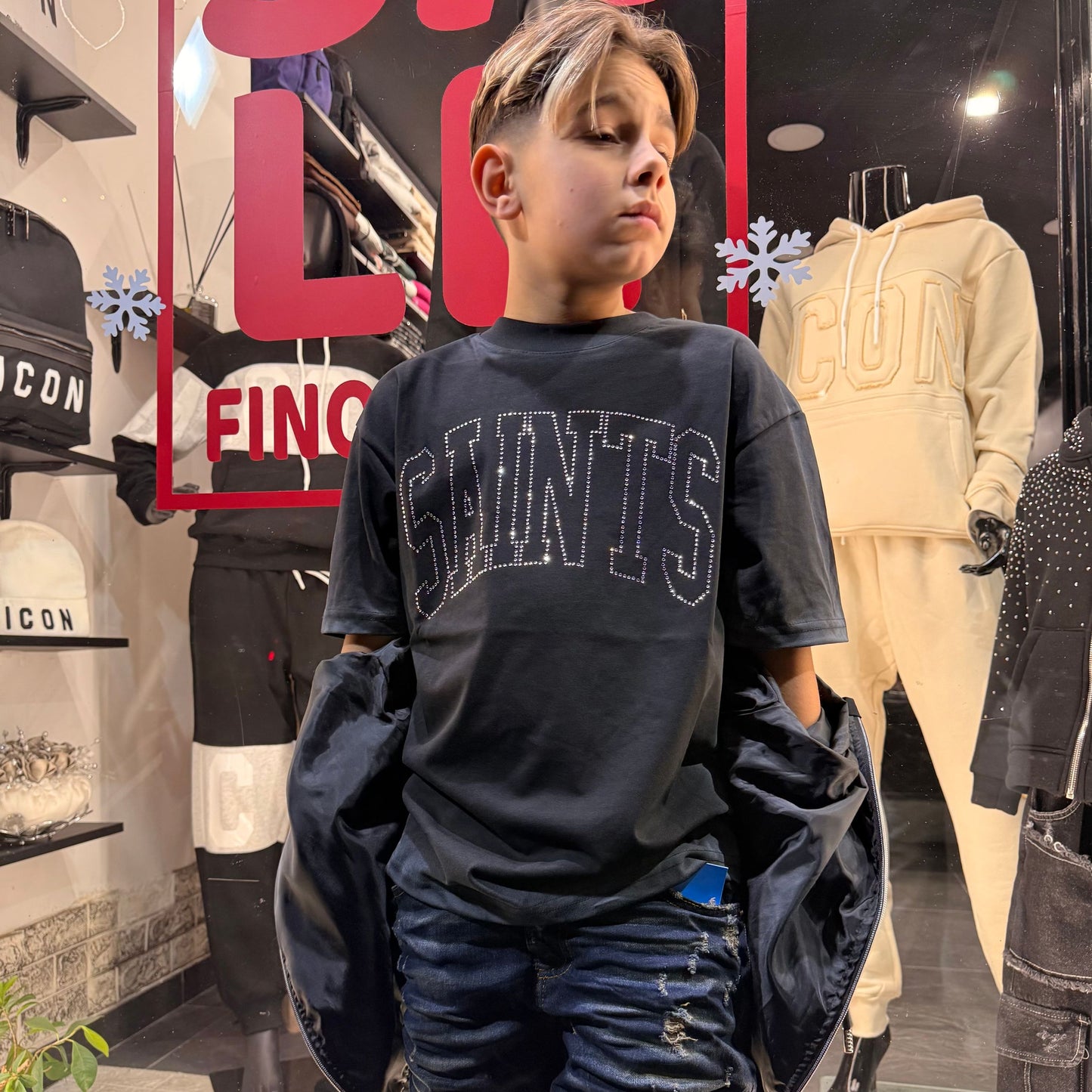 A8804 T-SHIRT SAINTS BIMBO NERA - T-shirt bimbo -