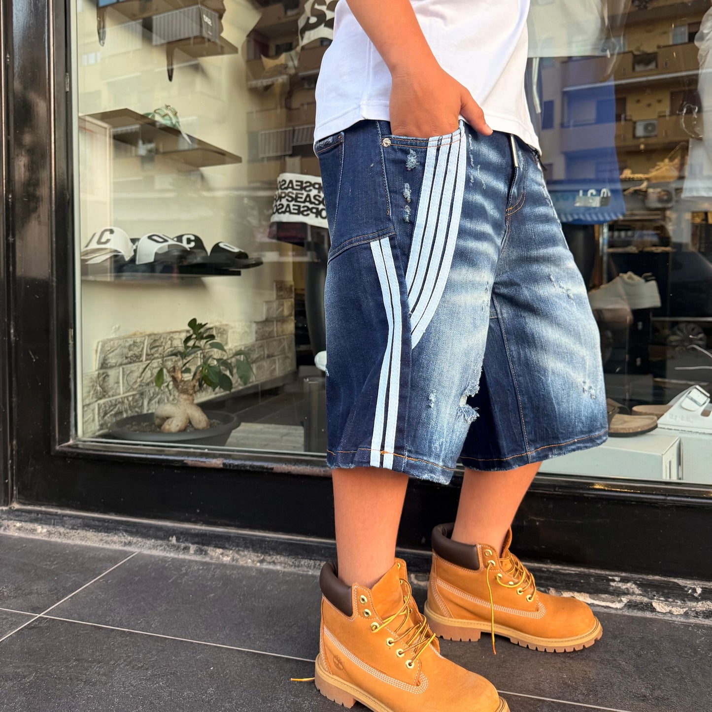 CB SHORT STRIPES BLU - bermuda bimbo - CIANOTIC