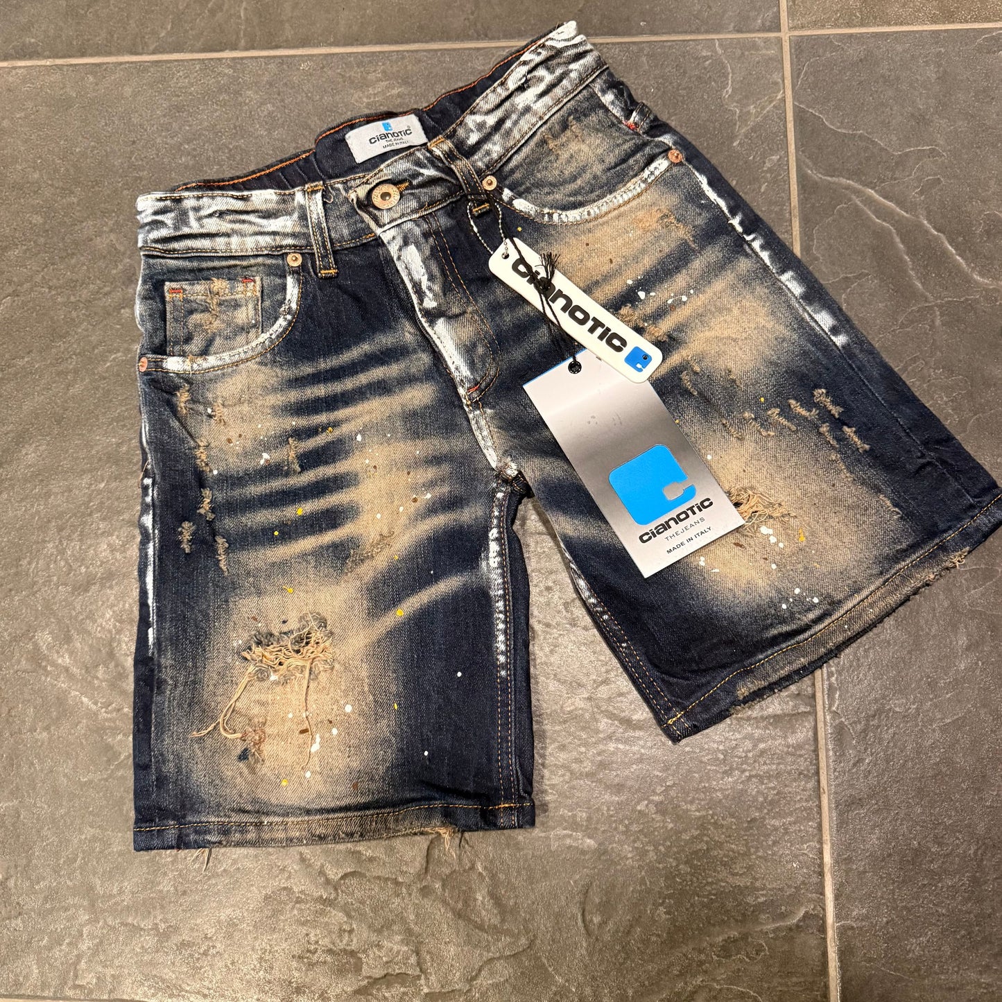 CB SHORT CANNES BLUE SABBIATO - short bimbo - CIANOTIC