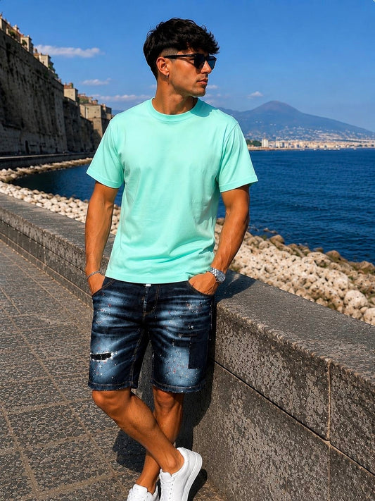 T/COLLO ALTO REGULAR MENTA - T-shirt uomo - CIANOTIC
