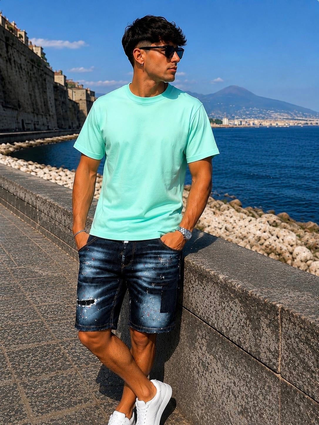 T/COLLO ALTO REGULAR MENTA - T-shirt uomo - CIANOTIC