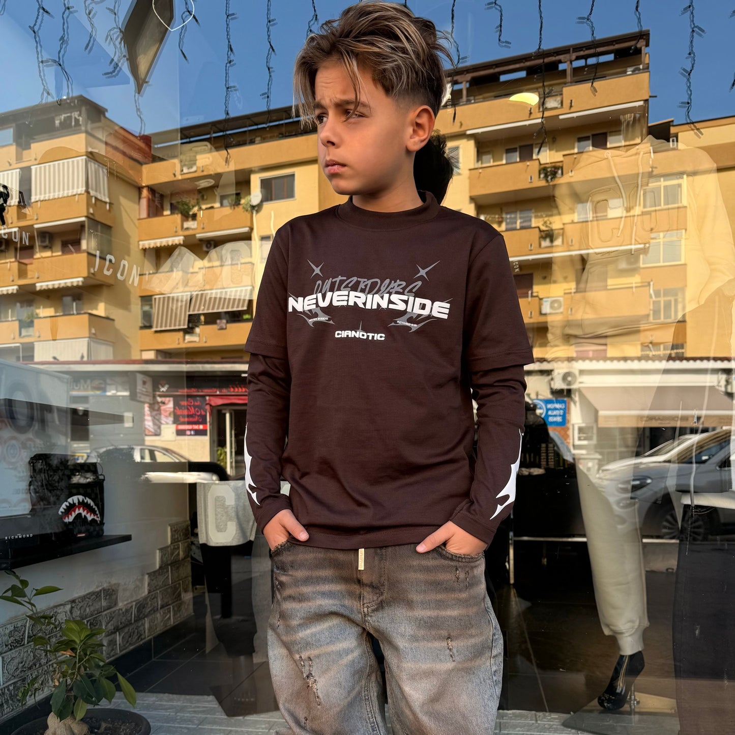 CB LONG SLEEVES NEVER MORO - T-shirt bimbo - CIANOTIC