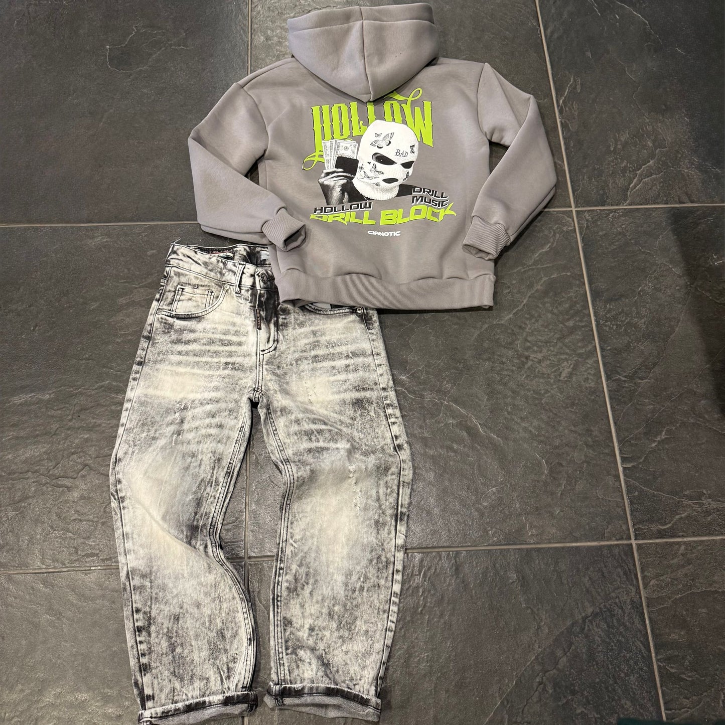 CB BAGGY MARBLE EFFECT BLACK BIMBO - JEANS BIMBO - CIANOTIC
