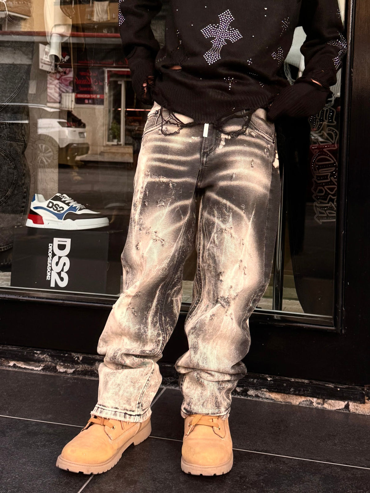 CB BAGGY STARK SABBIATO BLACK - JEANS BIMBO - CIANOTIC