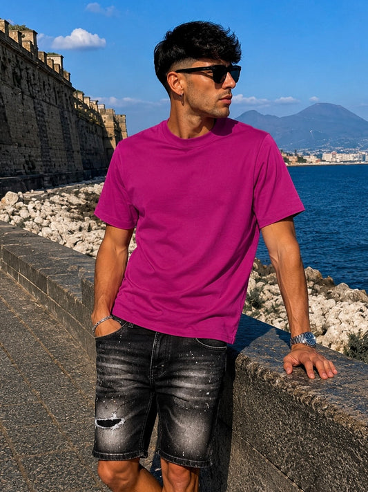 T/COLLO ALTO REGULAR BASIC ORCHIDEA - T-shirt uomo - CIANOTIC