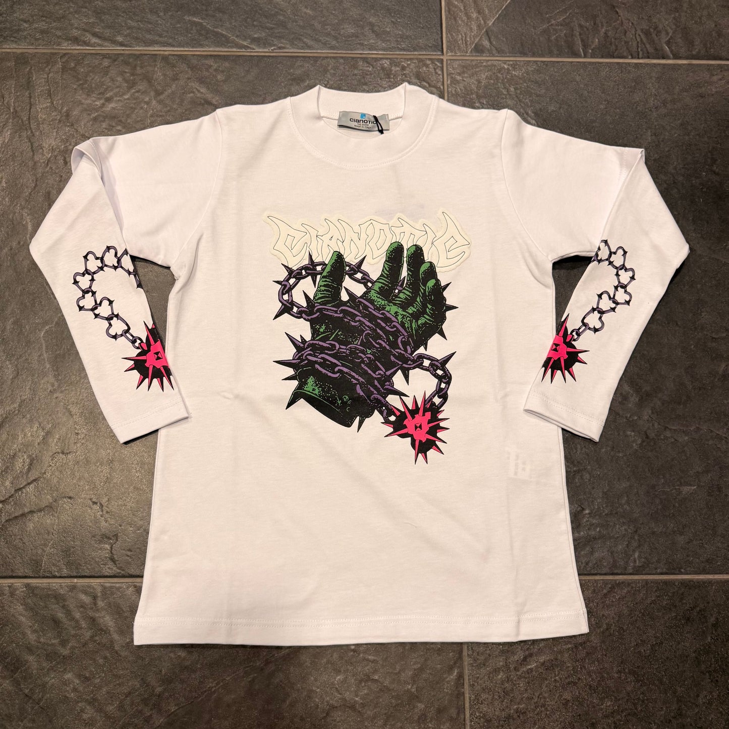 CB LONG SLEEVES GRIP FORCE BIANCA - T-shirt bimbo - CIANOTIC