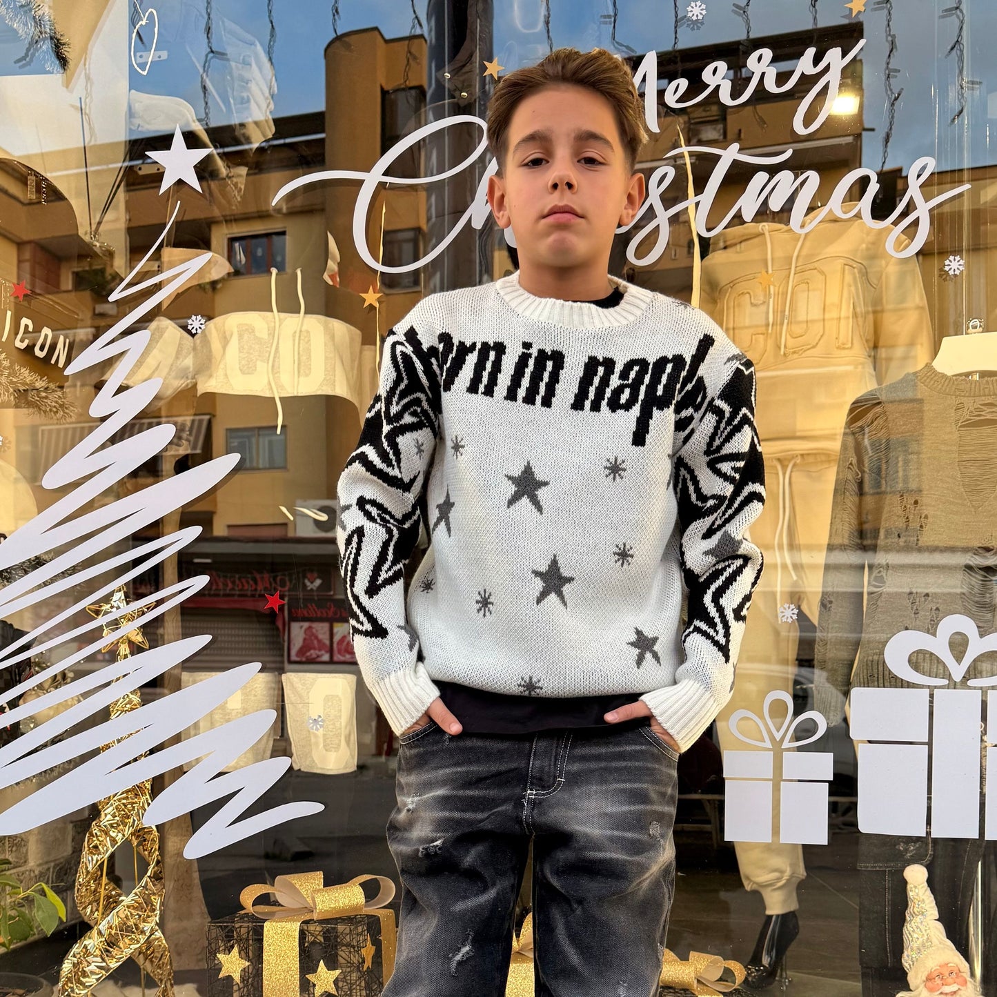 CB ML/BORN IN NAPLES BIANCO - maglieria bimbo - CIANOTIC