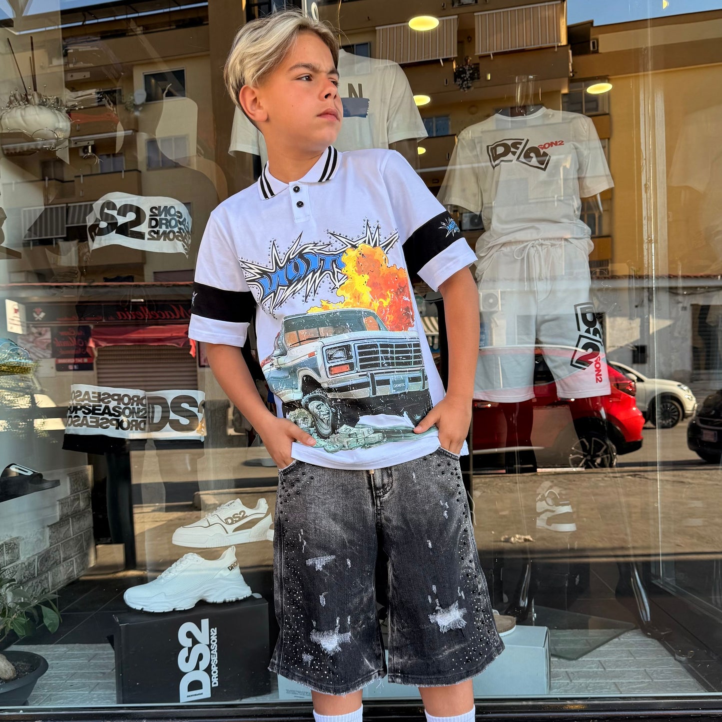 CB MONEY POLO BIANCA - T-shirt bimbo - CIANOTIC