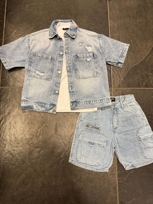 LF-3729 COORDINATO JEANS CHIARO - Coordinato bimbo/junior -