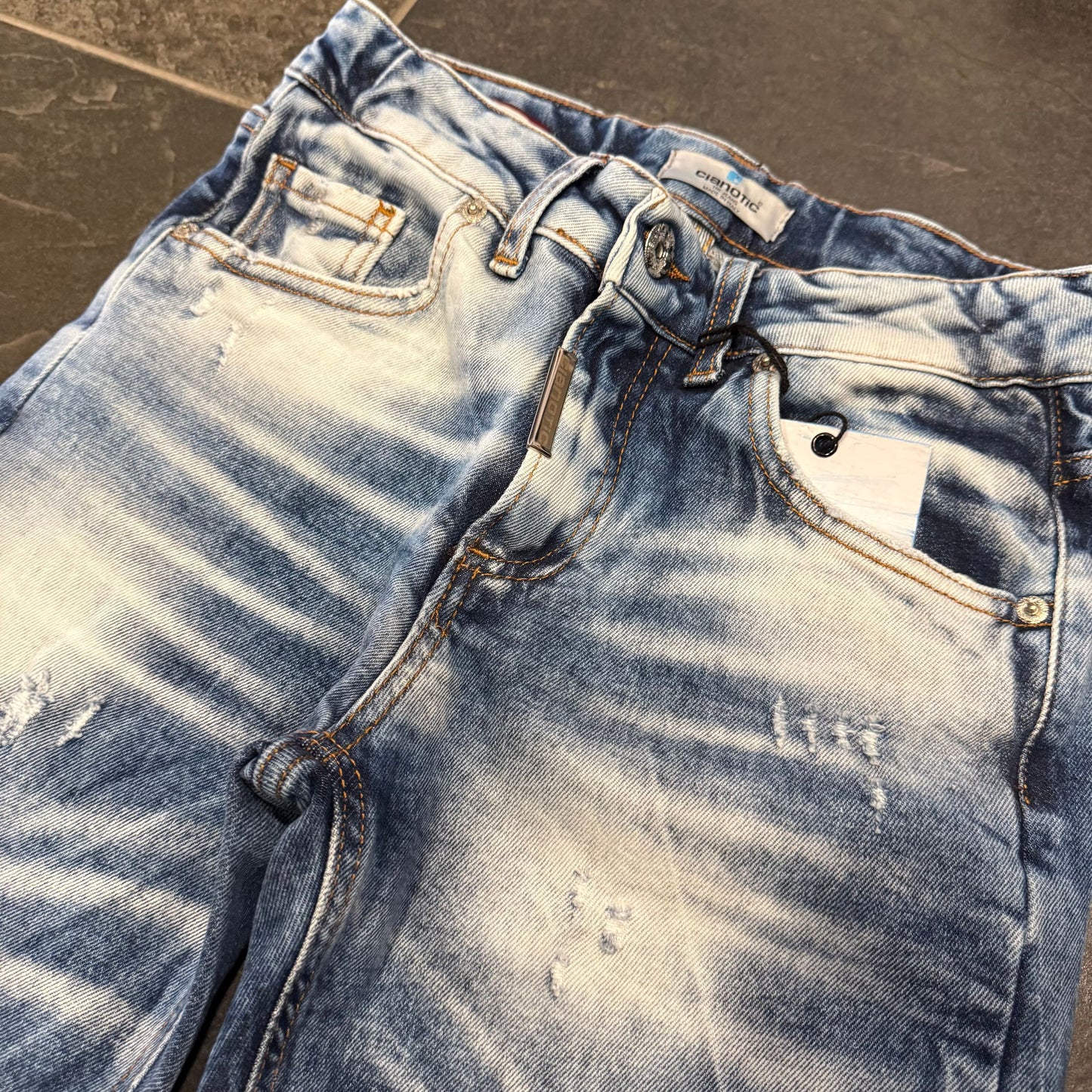 CB BAGGY MARBLE EFFECT BLU JEANS BIMBO - JEANS BIMBO - CIANOTIC