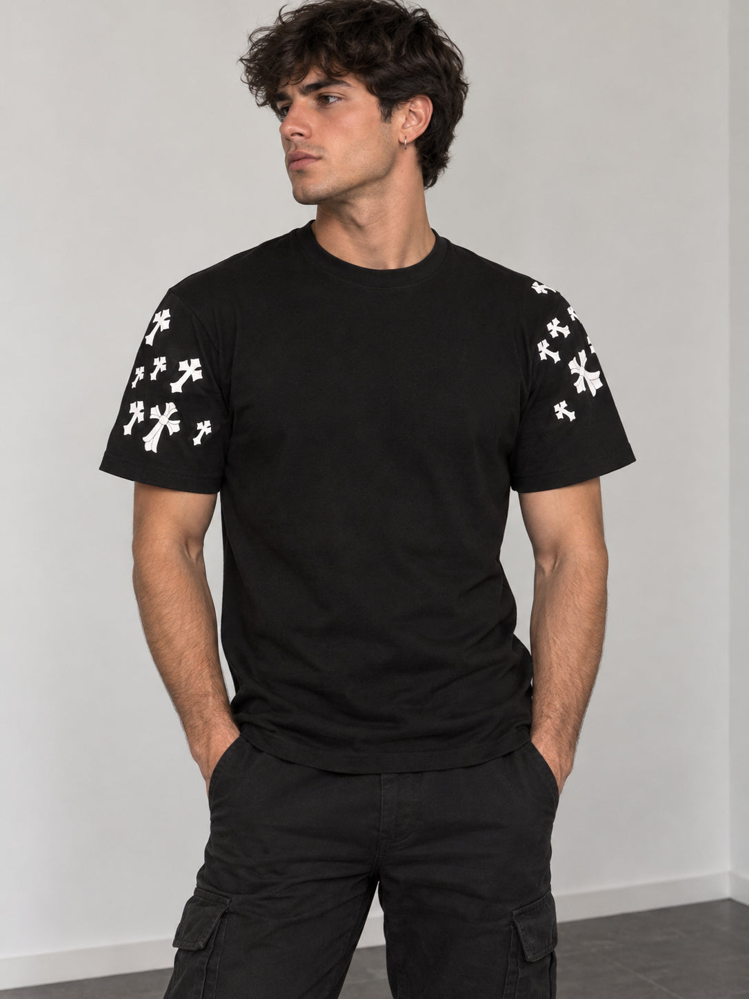 FK-098 T-SHIRT UOMO  NERA - T-shirt uomo -