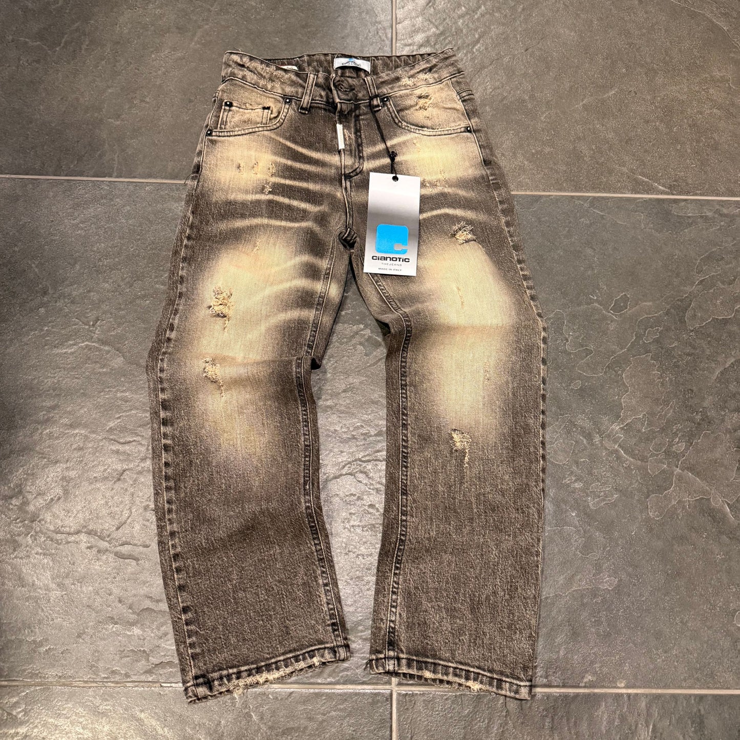 CB BAGGY 02 SABBIATO BLACK - JEANS BIMBO - CIANOTIC