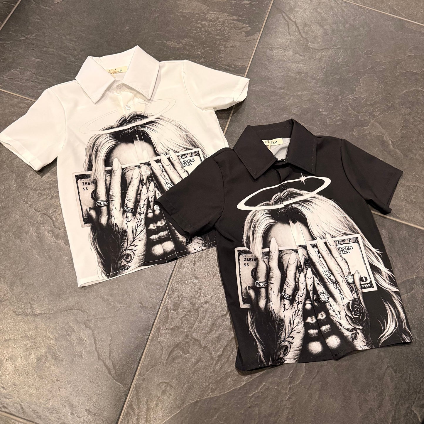 1282 CAMICIA BIMBO MONEY NERA - camicia bimbo -