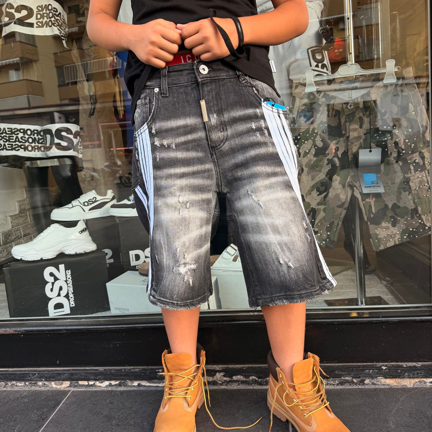 CB SHORT STRIPES BLACK - bermuda bimbo - CIANOTIC